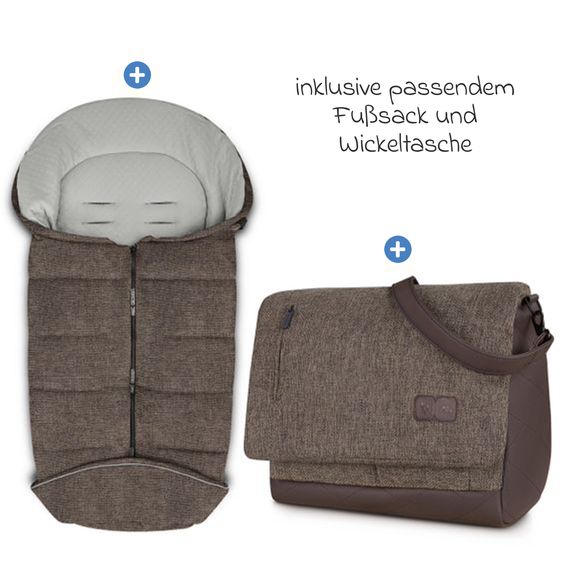 ABC Design Set passeggino combinato 5 pz. Salsa 4 Air - incl. Culla basket, supporto, borsa fasciatoio & sacco piedi - Fashion Edition Home - Treccia