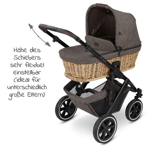 ABC Design Set passeggino combinato 5 pz. Salsa 4 Air - incl. Culla basket, supporto, borsa fasciatoio & sacco piedi - Fashion Edition Home - Treccia