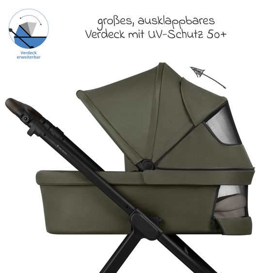 ABC Design 6in1 Kombi-Kinderwagen-Set Samba 2 inkl. Babywanne, Sportsitz, Babyschale Tulip, Adapter, Insektenschutz & Regenschutz - Pure - Avocado