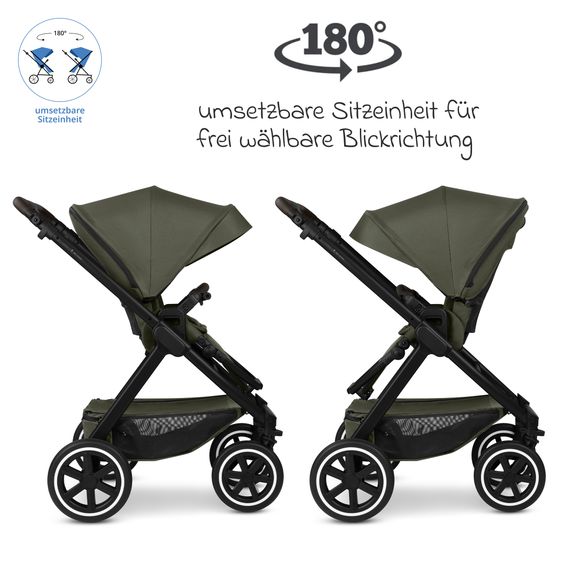 ABC Design 6in1 Kombi-Kinderwagen-Set Samba 2 inkl. Babywanne, Sportsitz, Babyschale Tulip, Adapter, Insektenschutz & Regenschutz - Pure - Avocado