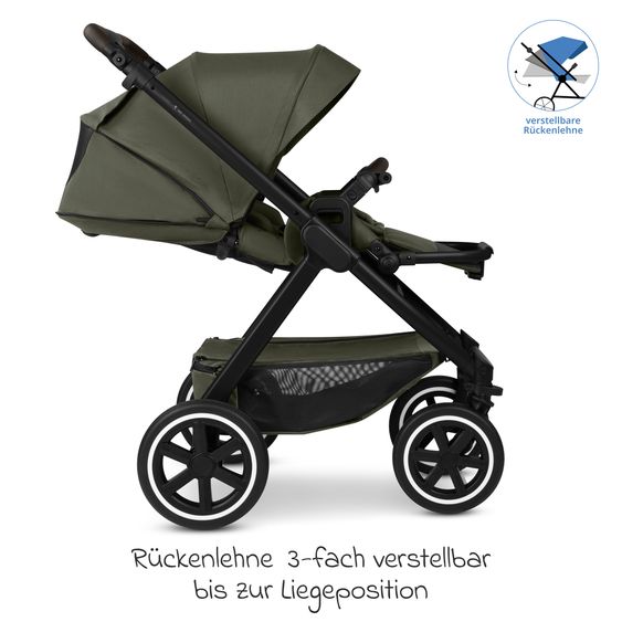 ABC Design 6in1 Kombi-Kinderwagen-Set Samba 2 inkl. Babywanne, Sportsitz, Babyschale Tulip, Adapter, Insektenschutz & Regenschutz - Pure - Avocado