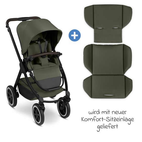 ABC Design 6in1 Kombi-Kinderwagen-Set Samba 2 inkl. Babywanne, Sportsitz, Babyschale Tulip, Adapter, Insektenschutz & Regenschutz - Pure - Avocado