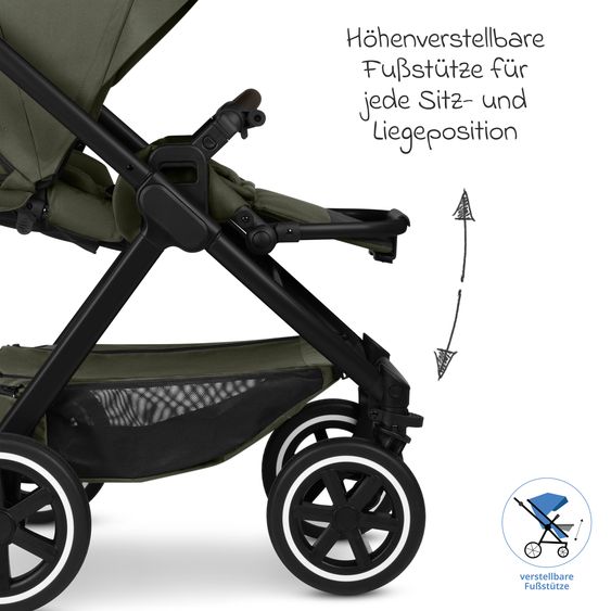 ABC Design 6in1 Kombi-Kinderwagen-Set Samba 2 inkl. Babywanne, Sportsitz, Babyschale Tulip, Adapter, Insektenschutz & Regenschutz - Pure - Avocado