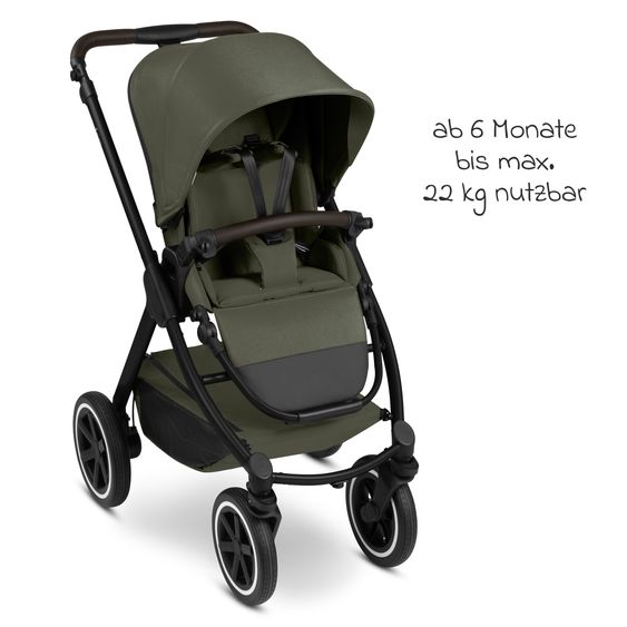 ABC Design 6in1 Kombi-Kinderwagen-Set Samba 2 inkl. Babywanne, Sportsitz, Babyschale Tulip, Adapter, Insektenschutz & Regenschutz - Pure - Avocado