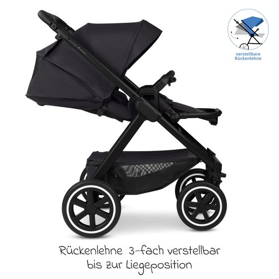 ABC Design 6in1 Kombi-Kinderwagen-Set Samba 2 inkl. Babywanne, Sportsitz, Babyschale Tulip, Adapter, Insektenschutz & Regenschutz - Pure - Coal