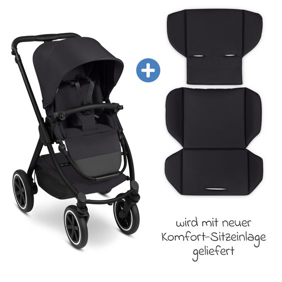 ABC Design 6in1 Kombi-Kinderwagen-Set Samba 2 inkl. Babywanne, Sportsitz, Babyschale Tulip, Adapter, Insektenschutz & Regenschutz - Pure - Coal