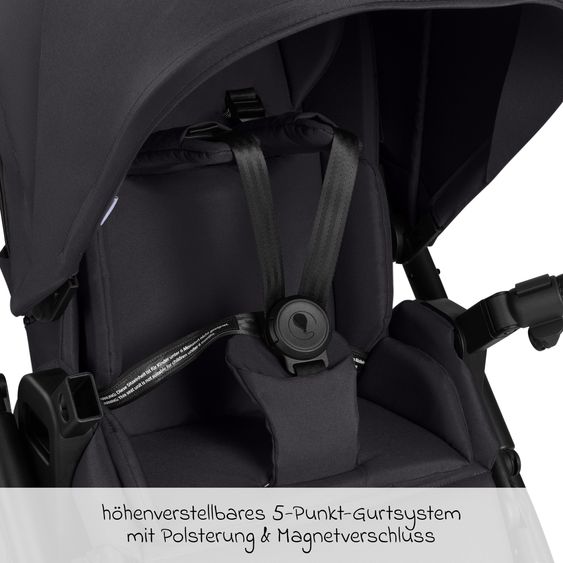 ABC Design 6in1 Kombi-Kinderwagen-Set Samba 2 inkl. Babywanne, Sportsitz, Babyschale Tulip, Adapter, Insektenschutz & Regenschutz - Pure - Coal