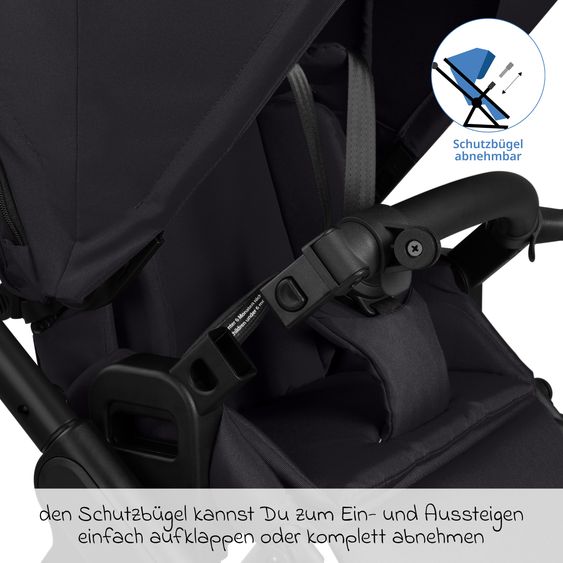 ABC Design 6in1 Kombi-Kinderwagen-Set Samba 2 inkl. Babywanne, Sportsitz, Babyschale Tulip, Adapter, Insektenschutz & Regenschutz - Pure - Coal