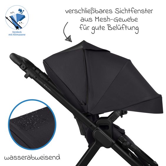 ABC Design 6in1 Kombi-Kinderwagen-Set Samba 2 inkl. Babywanne, Sportsitz, Babyschale Tulip, Adapter, Insektenschutz & Regenschutz - Pure - Coal