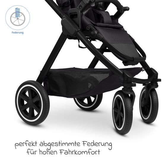 ABC Design 6in1 Kombi-Kinderwagen-Set Samba 2 inkl. Babywanne, Sportsitz, Babyschale Tulip, Adapter, Insektenschutz & Regenschutz - Pure - Coal