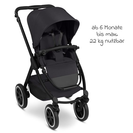 ABC Design 6in1 Kombi-Kinderwagen-Set Samba 2 inkl. Babywanne, Sportsitz, Babyschale Tulip, Adapter, Insektenschutz & Regenschutz - Pure - Coal