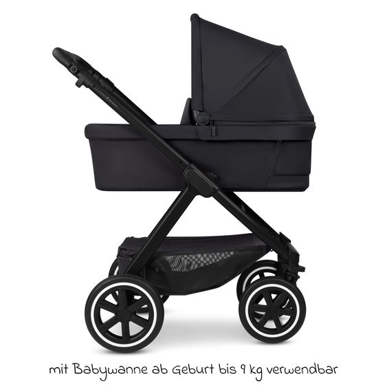 ABC Design 6in1 Kombi-Kinderwagen-Set Samba 2 inkl. Babywanne, Sportsitz, Babyschale Tulip, Adapter, Insektenschutz & Regenschutz - Pure - Coal