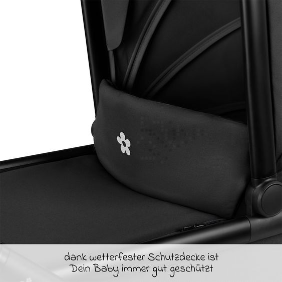 ABC Design Set di 7 pezzi per passeggino S Three Starter Set con navicella, seggiolino sportivo, adattatore, borsa fasciatoio Easy, coprigambe invernale, parapioggia e zanzariera - Nero