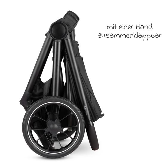 ABC Design Set di 7 pezzi per passeggino S Three Starter Set con navicella, seggiolino sportivo, adattatore, borsa fasciatoio Easy, coprigambe invernale, parapioggia e zanzariera - Nero