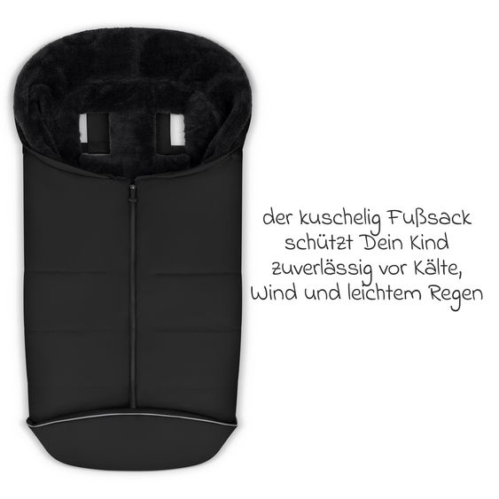 ABC Design Set di 7 pezzi per passeggino S Three Starter Set con navicella, seggiolino sportivo, adattatore, borsa fasciatoio Easy, coprigambe invernale, parapioggia e zanzariera - Nero