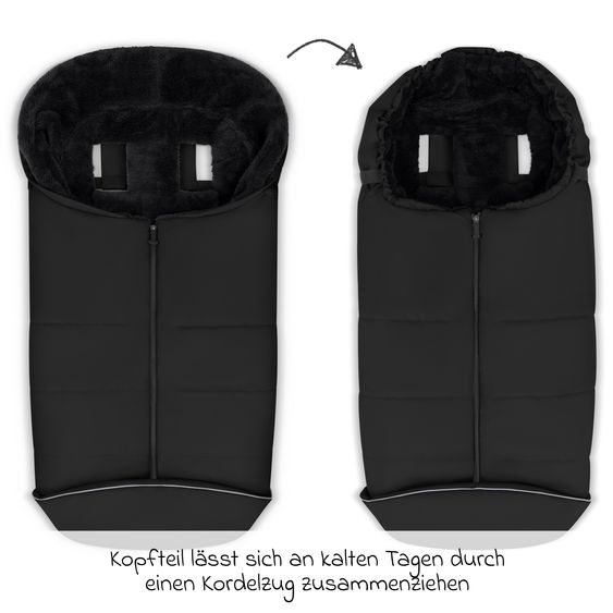 ABC Design Set di 7 pezzi per passeggino S Three Starter Set con navicella, seggiolino sportivo, adattatore, borsa fasciatoio Easy, coprigambe invernale, parapioggia e zanzariera - Nero