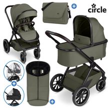 Set di 7 pezzi per passeggino S Three Starter Set con navicella, seggiolino sportivo, adattatore, borsa fasciatoio Easy, coprigambe invernale, parapioggia e zanzariera - Grano