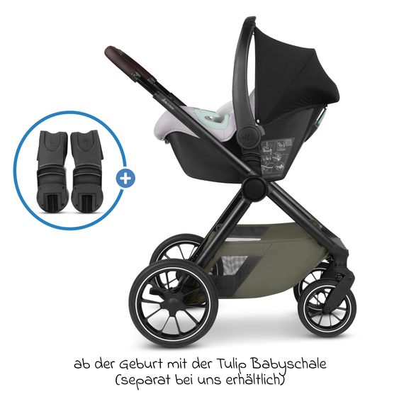 ABC Design Set di 7 pezzi per passeggino S Three Starter Set con navicella, seggiolino sportivo, adattatore, borsa fasciatoio Easy, coprigambe invernale, parapioggia e zanzariera - Grano