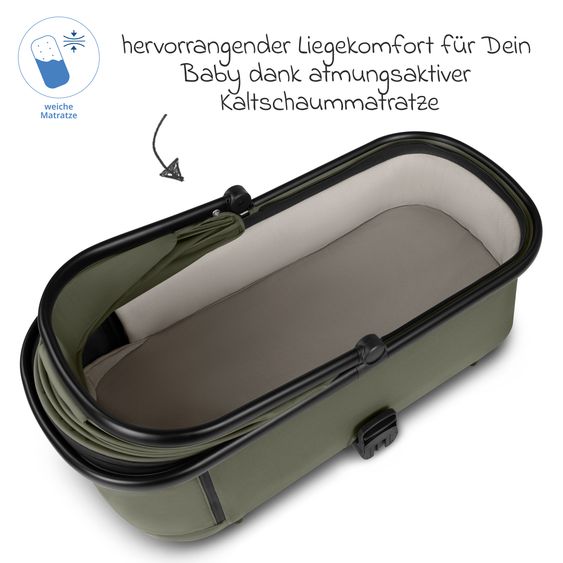 ABC Design Set di 7 pezzi per passeggino S Three Starter Set con navicella, seggiolino sportivo, adattatore, borsa fasciatoio Easy, coprigambe invernale, parapioggia e zanzariera - Grano