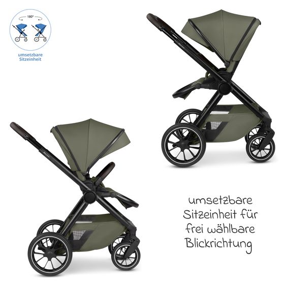 ABC Design Set di 7 pezzi per passeggino S Three Starter Set con navicella, seggiolino sportivo, adattatore, borsa fasciatoio Easy, coprigambe invernale, parapioggia e zanzariera - Grano