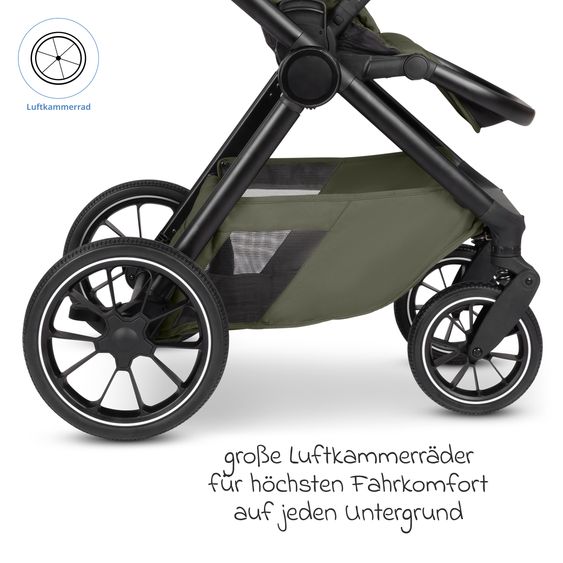 ABC Design Set di 7 pezzi per passeggino S Three Starter Set con navicella, seggiolino sportivo, adattatore, borsa fasciatoio Easy, coprigambe invernale, parapioggia e zanzariera - Grano