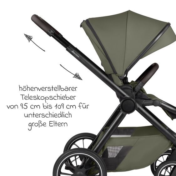 ABC Design Set di 8 pezzi per passeggino S Three Starter Set, comprensivo di navicella, seggiolino sportivo, seggiolino auto Tulip, adattatore, borsa fasciatoio Easy, coprigambe invernale, parapioggia e zanzariera - Grano