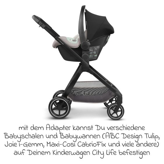 ABC Design Adapter for infant car seats from Tulip, Maxi-Cosi, Cybex, Joie, BeSafe, Avionaut - Black