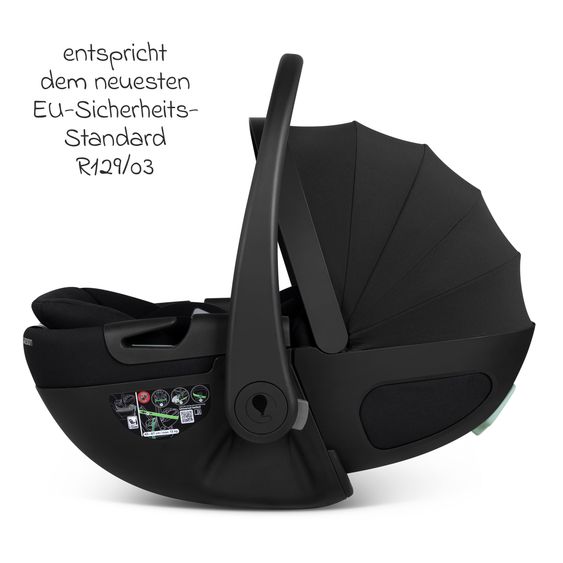 ABC Design Infant car seat Calla i-Size from Birth - 24 Months (40 cm - 87 cm) with Reclining Function incl. Sun Canopy & Seat Reducer - Ink