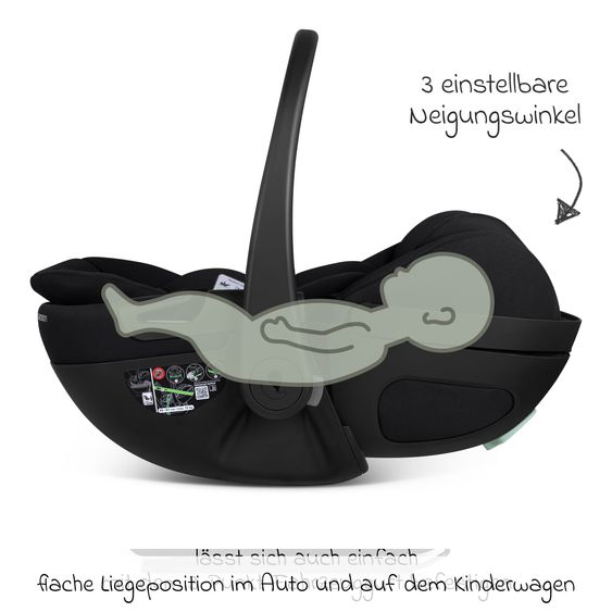 ABC Design Infant car seat Calla i-Size from Birth - 24 Months (40 cm - 87 cm) with Reclining Function incl. Sun Canopy & Seat Reducer - Ink