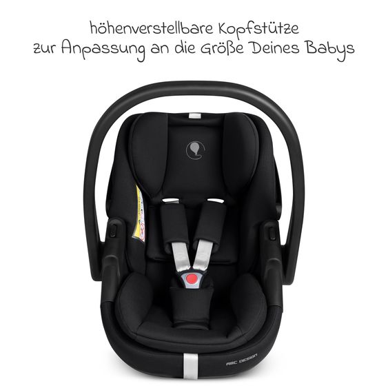 ABC Design Infant car seat Calla i-Size from Birth - 24 Months (40 cm - 87 cm) with Reclining Function incl. Sun Canopy & Seat Reducer - Ink