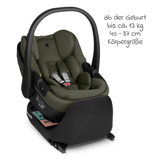 ABC Design Infant car seat Calla i-Size from Birth - 24 Months (40 cm - 87 cm) with Reclining Function incl. Sun Canopy & Seat Reducer - Olive