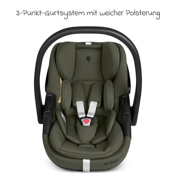 ABC Design Infant car seat Calla i-Size from Birth - 24 Months (40 cm - 87 cm) with Reclining Function incl. Sun Canopy & Seat Reducer - Olive