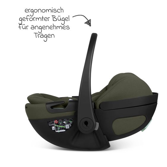 ABC Design Infant car seat Calla i-Size from Birth - 24 Months (40 cm - 87 cm) with Reclining Function incl. Sun Canopy & Seat Reducer - Olive