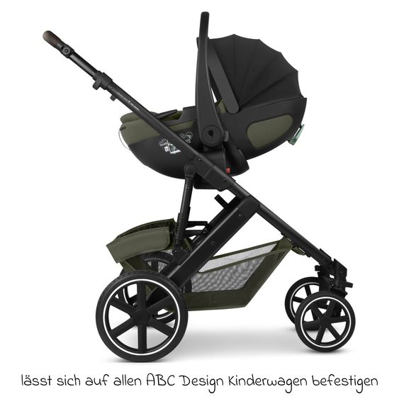 ABC Design Infant car seat Calla i-Size from Birth - 24 Months (40 cm - 87 cm) with Reclining Function incl. Sun Canopy & Seat Reducer - Olive