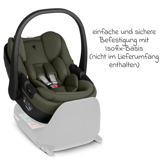 ABC Design Infant car seat Calla i-Size from Birth - 24 Months (40 cm - 87 cm) with Reclining Function incl. Sun Canopy & Seat Reducer - Olive