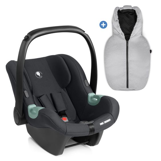 ABC Design Babyschale Tulip i-Size ab Geburt - 15 Monate (45 cm - 85 cm) inkl. Fußsack, Sonnenverdeck & Sitzverkleinerer - Black