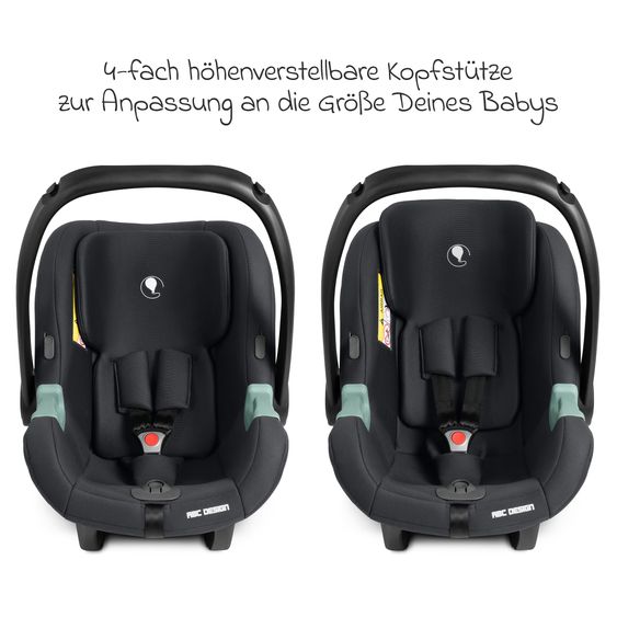 ABC Design Infant car seat Tulip i-Size from birth - 15 months (45 cm - 85 cm) incl. footmuff, sun canopy & seat reducer - Black