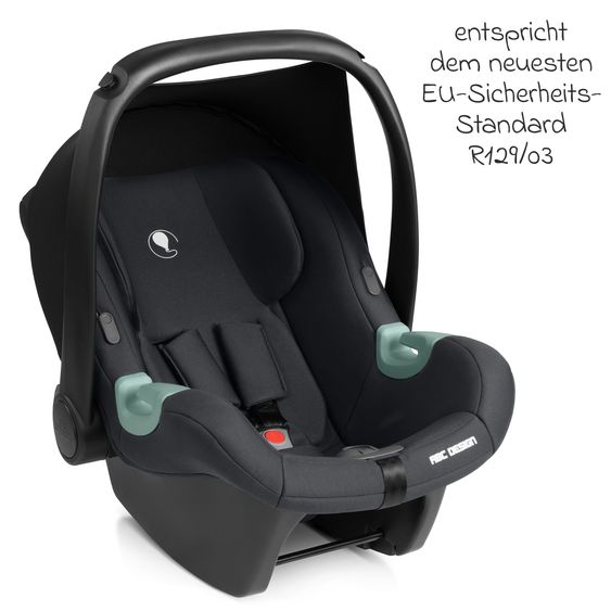 ABC Design Infant car seat Tulip i-Size from birth - 15 months (45 cm - 85 cm) incl. footmuff, sun canopy & seat reducer - Black