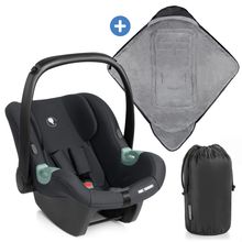 Seggiolino auto per neonati Tulip i-Size dalla nascita - 15 mesi (45 cm - 85 cm) incl. tendina parasole & riduttore seggiolino & copertina avvolgente - Nero