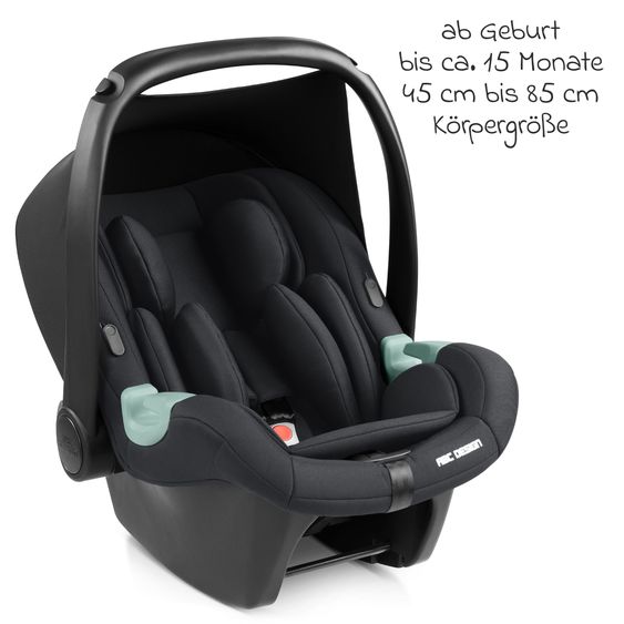 ABC Design Seggiolino auto per neonati Tulip i-Size dalla nascita - 15 mesi (45 cm - 85 cm) incl. tendina parasole & riduttore seggiolino & copertina avvolgente - Nero