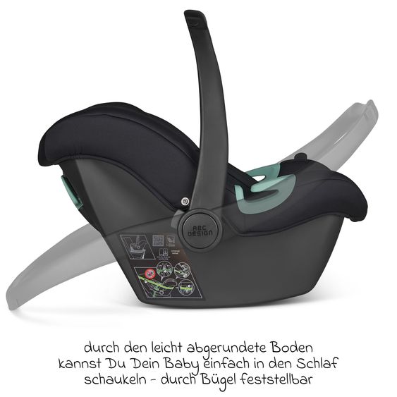ABC Design Seggiolino auto per neonati Tulip i-Size dalla nascita - 15 mesi (45 cm - 85 cm) incl. tendina parasole & riduttore seggiolino & copertina avvolgente - Nero