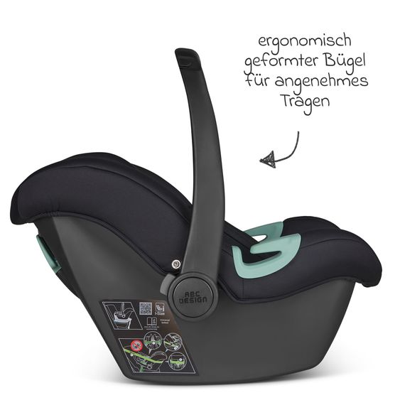 ABC Design Seggiolino auto per neonati Tulip i-Size dalla nascita - 15 mesi (45 cm - 85 cm) incl. tendina parasole & riduttore seggiolino & copertina avvolgente - Nero