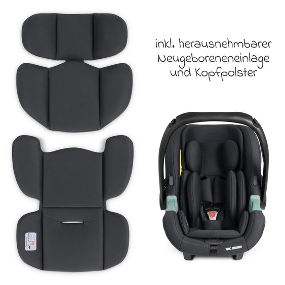 ABC Design Seggiolino auto per neonati Tulip i-Size dalla nascita - 15 mesi (45 cm - 85 cm) incl. tendina parasole & riduttore seggiolino & copertina avvolgente - Nero
