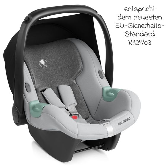 ABC Design Babyschale Tulip i-Size ab Geburt - 15 Monate (45 cm - 85 cm) inkl. Sonnenverdeck & Sitzverkleinerer - Pearl