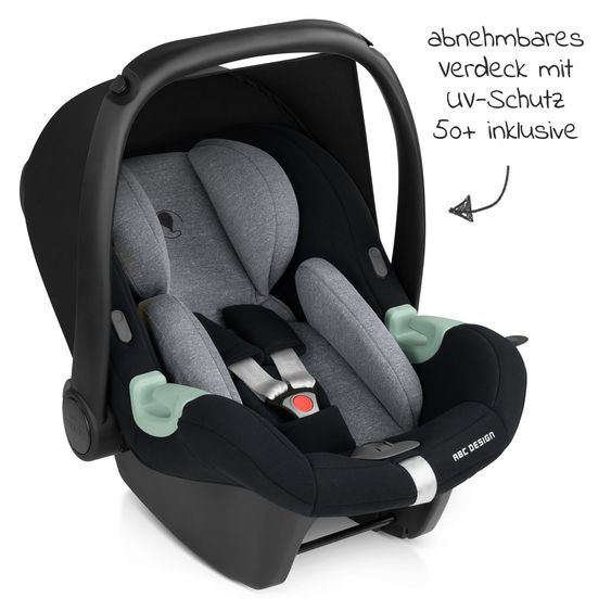 ABC Design Babyschale Tulip inkl. Isofix Base Root ab Geburt bis 13 kg (45 cm - 85 cm) - Graphite