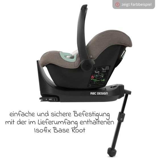 ABC Design Babyschale Tulip inkl. Isofix Base Root ab Geburt bis 13 kg (45 cm - 85 cm) - Graphite