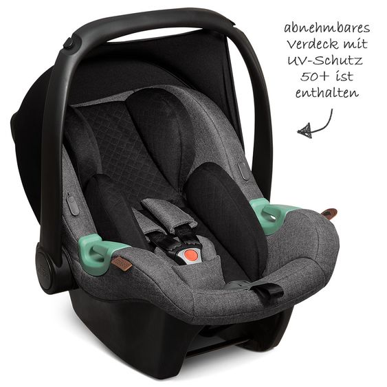 ABC Design Baby car seat Tulip incl. additional hood (car seat group 0+) - Diamond Edition - Asphalt