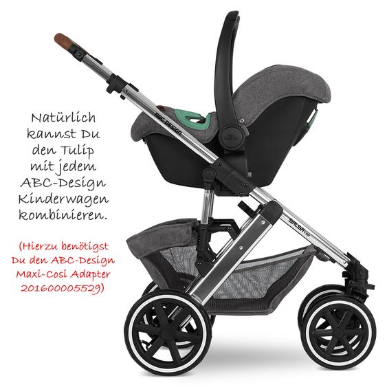 ABC Design Seggiolino auto Tulip con capottina aggiuntiva (seggiolino auto gruppo 0+) - Diamond Edition - Asfalto