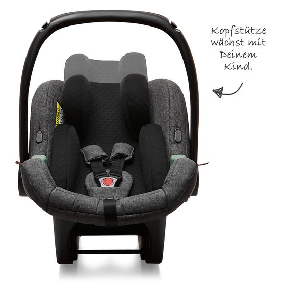 ABC Design Baby car seat Tulip incl. additional hood (car seat group 0+) - Diamond Edition - Asphalt