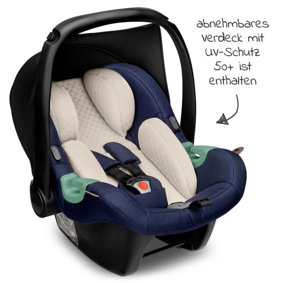 ABC Design Babyschale Tulip inkl. Zusatzverdeck (Autositz Gruppe 0+) - Diamond Edition - Navy